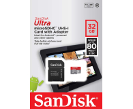 Sandisk 32GB microSDHC Ultra Class 10 UHS-I 80MB/s+adapter - 255442 - zdjęcie 2